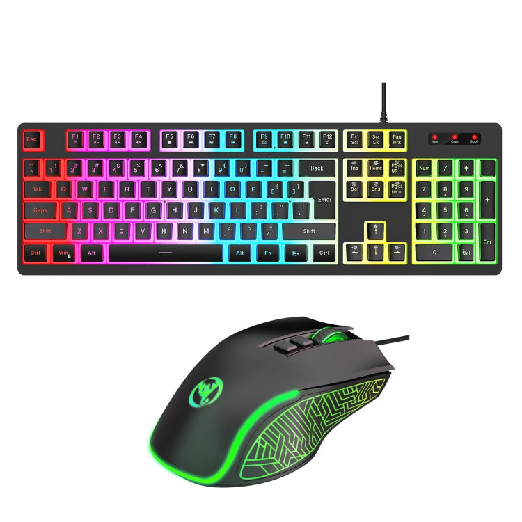 HXSJ L200+X100 Wired RGB Backlit Keyboard and Mouse Set 104 Pudding Key Caps + 3600DPI Mouse(Black) - Wired Keyboard by HXSJ | Online Shopping South Africa | PMC Jewellery | Buy Now Pay Later Mobicred