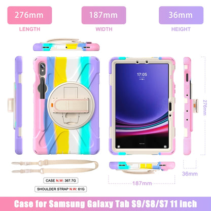 For Samsung Galaxy Tab S9 / S8 / S7 Rotary Handle Grab TPU + PC Tablet Case(Colorful Pink) - Galaxy Tab S9 Cases by PMC Jewellery | Online Shopping South Africa | PMC Jewellery | Buy Now Pay Later Mobicred