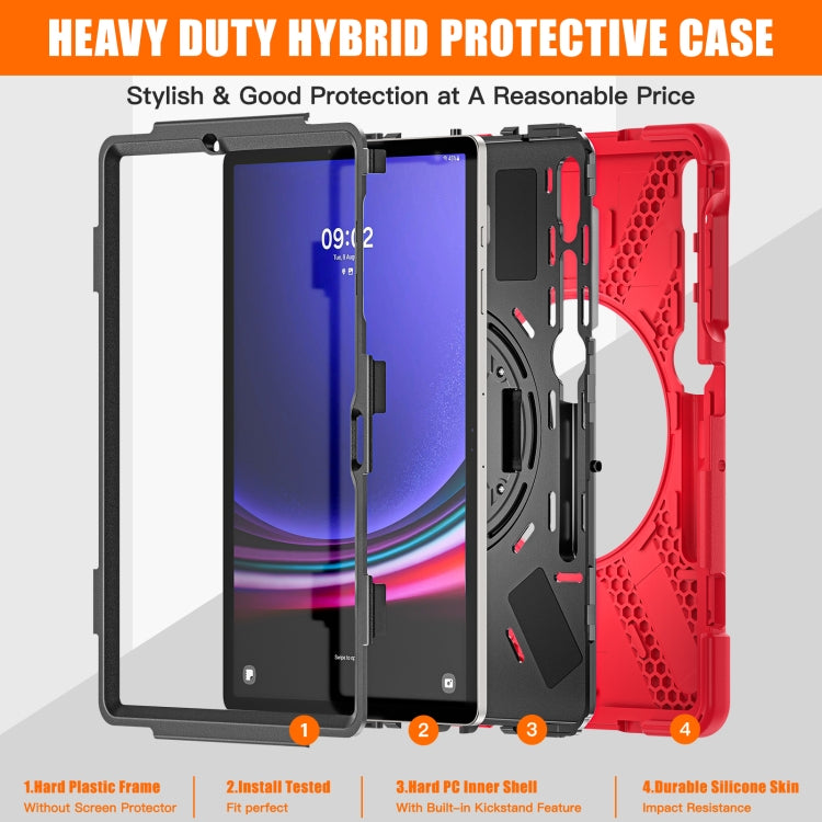 For Samsung Galaxy Tab S9+ / S8+ Rotatable Kickstand Grip Heavy Duty Hard Rugged Tablet Case(Red) - Other Galaxy Tab PC by PMC Jewellery | Online Shopping South Africa | PMC Jewellery | Buy Now Pay Later Mobicred
