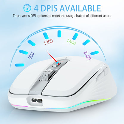 HXSJ M303 2400DPI Dual Mode 2.4GHz + Bluetooth 5.1 Wireless Mouse(White) - Wireless Mice by HXSJ | Online Shopping South Africa | PMC Jewellery | Buy Now Pay Later Mobicred