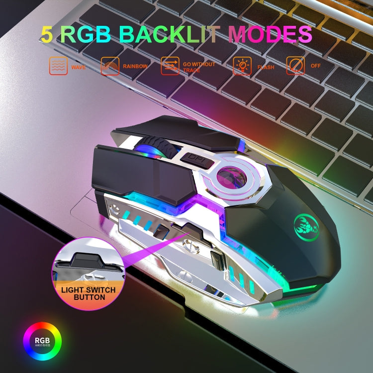 HXSJ T30 2400DPI RGB 2.4GHz Wireless Mouse(Black) - Wireless Mice by HXSJ | Online Shopping South Africa | PMC Jewellery | Buy Now Pay Later Mobicred