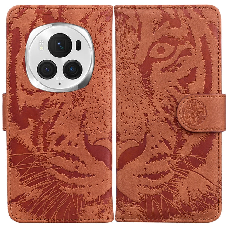 For Honor Magic6 Pro Tiger Embossing Pattern Flip Leather Phone Case(Brown) - Honor Cases by PMC Jewellery | Online Shopping South Africa | PMC Jewellery | Buy Now Pay Later Mobicred