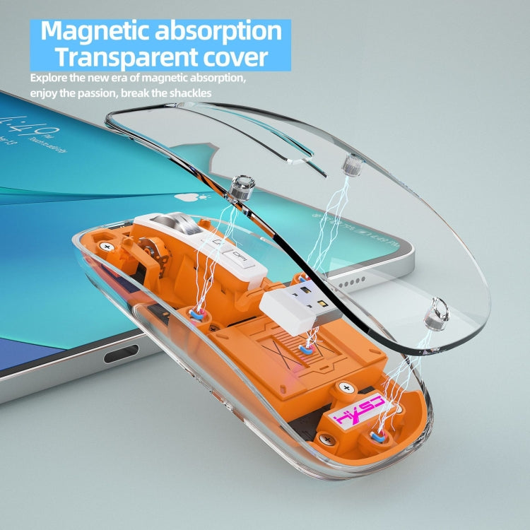 HXSJ T900 Transparent Magnet Three-mode Wireless Gaming Mouse(Grey) - free shipping - PMC Jewellery - Order now!