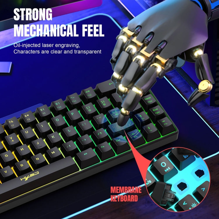 HXSJ V200 Wired RGB Backlit Mechanical Keyboard 68 Key Caps, Cable Length: 1.7m(Black) - Wired Keyboard by HXSJ | Online Shopping South Africa | PMC Jewellery | Buy Now Pay Later Mobicred