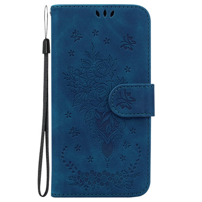 For Honor 90 Lite Butterfly Rose Embossed Leather Phone Case(Blue) - Honor Cases by PMC Jewellery | Online Shopping South Africa | PMC Jewellery | Buy Now Pay Later Mobicred