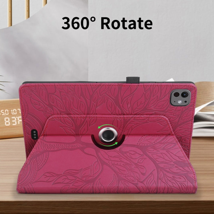 For iPad Pro 13 2024 Tree Life Embossed Rotation Leather Smart Tablet Case(Red) - iPad Pro 13 2024 Cases by PMC TechLife | Online Shopping South Africa | PMC TechLife | Buy Now Pay Later Mobicred