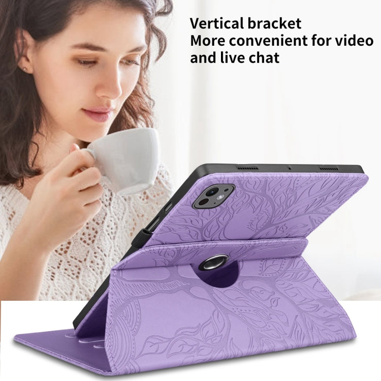 For iPad Pro 13 2024 Tree Life Embossed Rotation Leather Smart Tablet Case(Purple) - iPad Pro 13 2024 Cases by PMC TechLife | Online Shopping South Africa | PMC TechLife | Buy Now Pay Later Mobicred