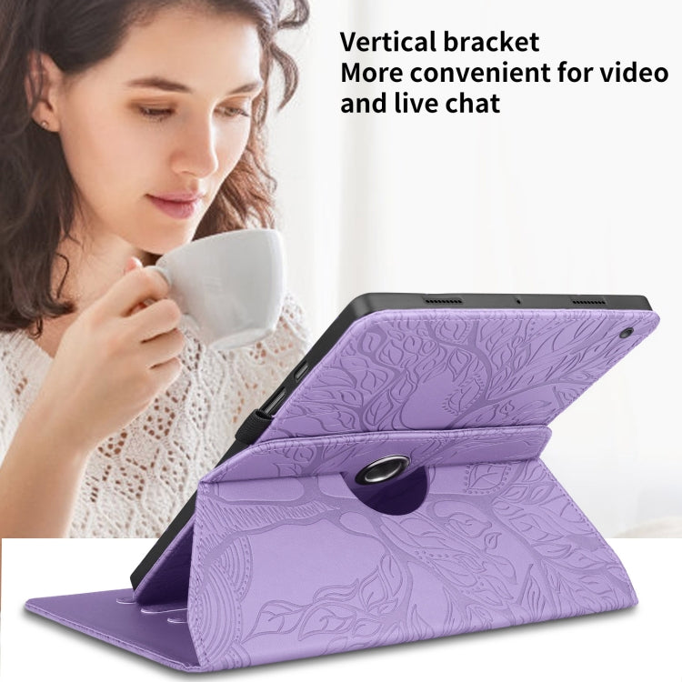 For Amazon Kindle Fire HD10 2021 Tree Life Embossed Rotation Leather Tablet Case(Purple) - Amazon by PMC TechLife | Online Shopping South Africa | PMC TechLife | Buy Now Pay Later Mobicred