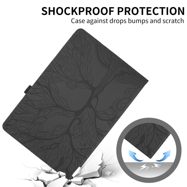 For Amazon Kindle Fire HD10 2021 Tree Life Embossed Rotation Leather Tablet Case(Black) - Amazon by PMC TechLife | Online Shopping South Africa | PMC TechLife | Buy Now Pay Later Mobicred