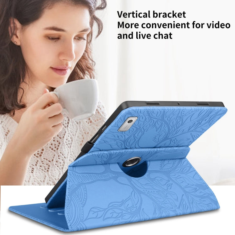 For Lenovo Tab M9 Tree Life Embossed Rotation Leather Tablet Case(Blue) - Lenovo by PMC TechLife | Online Shopping South Africa | PMC TechLife | Buy Now Pay Later Mobicred