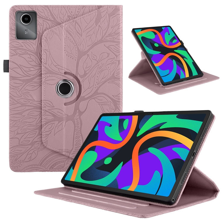 For Lenovo Tab M11 / Xiaoxin Pad 11 2024 Tree Life Embossed Rotation Leather Tablet Case(Rose Gold) - free shipping - PMC Jewellery - Order now!