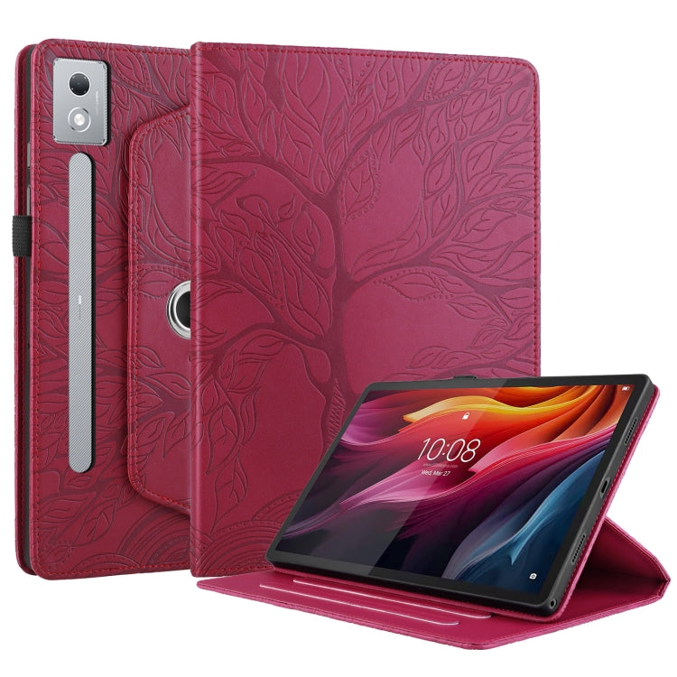 For Lenovo Tab P12 / Xiaoxin Pad Pro 12.7 2025 Tree Life Embossed Rotation Leather Tablet Case(Red) - Lenovo by PMC TechLife | Online Shopping South Africa | PMC TechLife | Buy Now Pay Later Mobicred