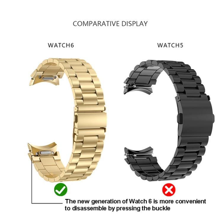 For Samsung Galaxy Watch 6 Three Strains Metal Watch Band(Black) - Watch Bands by PMC TechLife | Online Shopping South Africa | PMC TechLife