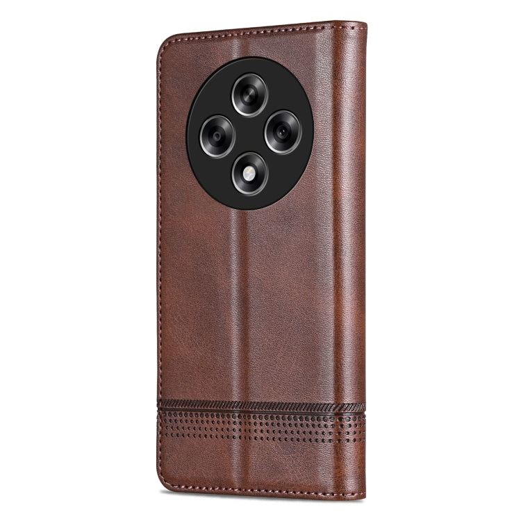 For OPPO Reno12 F 4G AZNS Magnetic Calf Texture Flip Leather Phone Case(Dark Brown) - Reno12 F Cases by AZNS | Online Shopping South Africa | PMC Jewellery | Buy Now Pay Later Mobicred