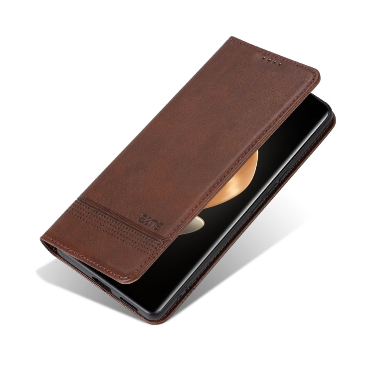 For OPPO Reno12 F 4G AZNS Magnetic Calf Texture Flip Leather Phone Case(Dark Brown) - Reno12 F Cases by AZNS | Online Shopping South Africa | PMC Jewellery | Buy Now Pay Later Mobicred