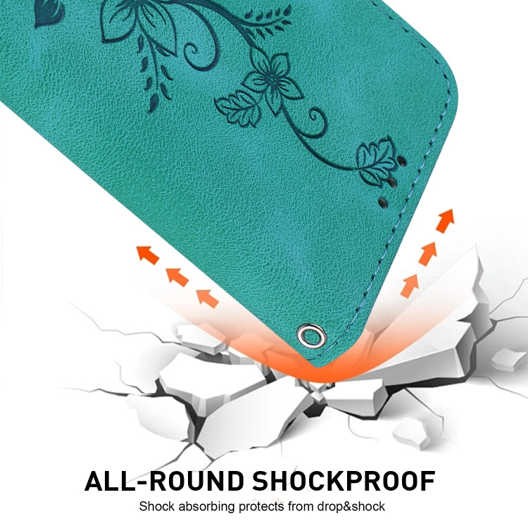 For Google Pixel 9 Lily Embossed Leather Phone Case(Green) - Google Cases by PMC TechLife | Online Shopping South Africa | PMC TechLife | Buy Now Pay Later Mobicred