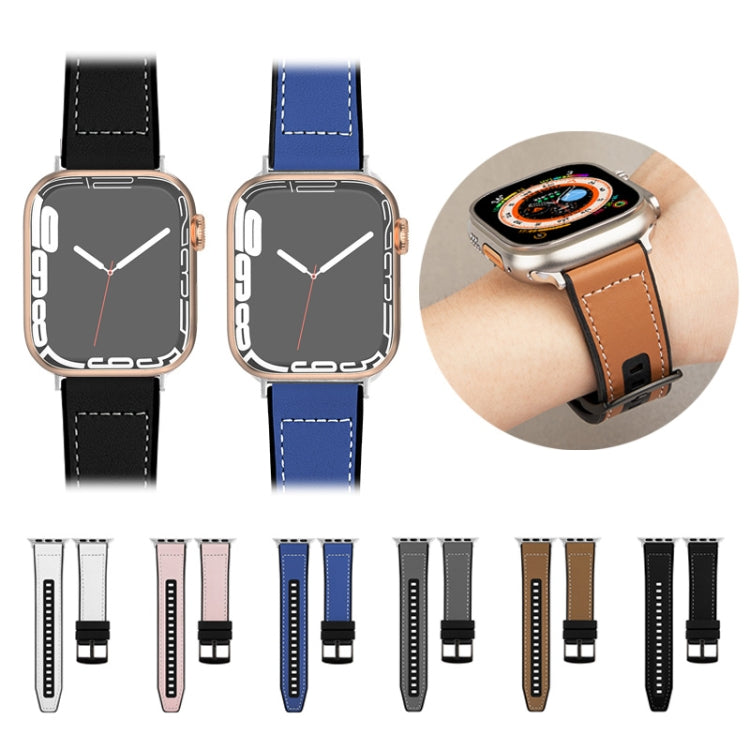 For Apple Watch Series 10 46mm Hybrid Leather Silicone Watch Band(White) - Watch Bands by PMC TechLife | Online Shopping South Africa | PMC TechLife | Buy Now Pay Later Mobicred