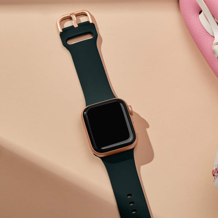 For Apple Watch 42mm Pin Buckle Silicone Watch Band(Dark Green) - free shipping - PMC TechLife - Order now!