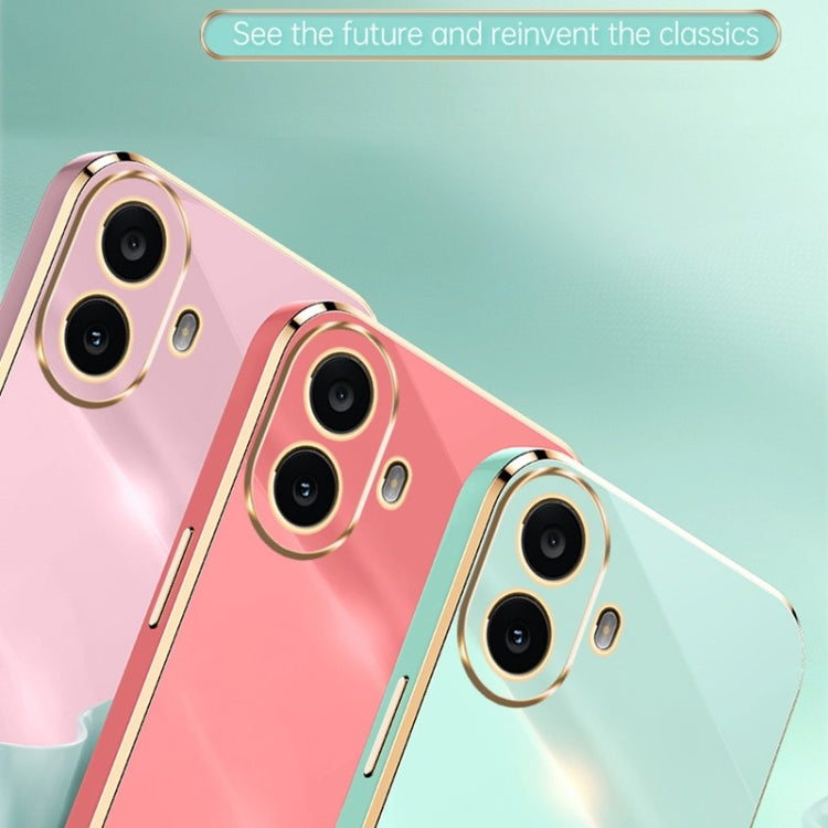 For Nothing CMF Phone 1 XINLI Straight Edge 6D Electroplate TPU Phone Case(Pink) - More Brand by XINLI | Online Shopping South Africa | PMC Jewellery | Buy Now Pay Later Mobicred