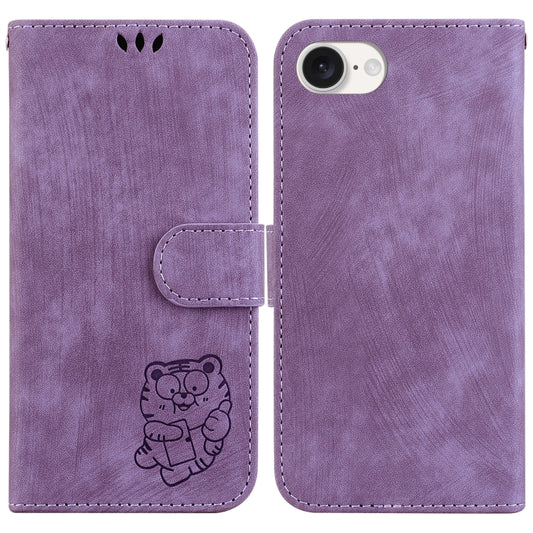 For iPhone SE 2024 Little Tiger Embossed Leather Phone Case(Purple) - More iPhone Cases by PMC Jewellery | Online Shopping South Africa | PMC Jewellery | Buy Now Pay Later Mobicred