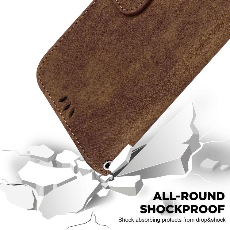 For iPhone 16e Little Tiger Embossed Leather Phone Case(Brown) - iPhone 16e Cases by PMC TechLife | Online Shopping South Africa | PMC TechLife | Buy Now Pay Later Mobicred