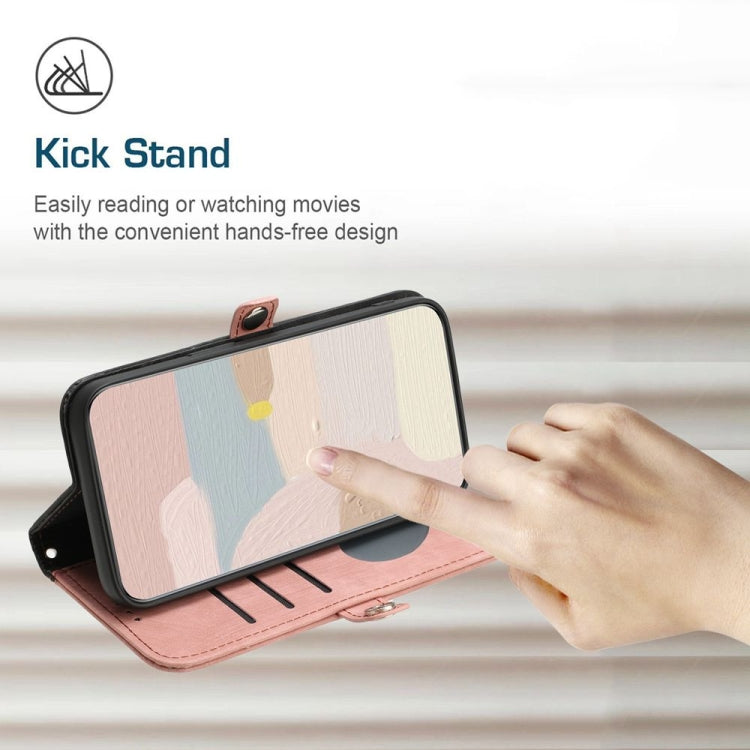 For Motorola Edge 5G 2024 Side Buckle Double Fold Hand Strap Leather Phone Case(Pink) - Motorola Cases by PMC Jewellery | Online Shopping South Africa | PMC Jewellery | Buy Now Pay Later Mobicred