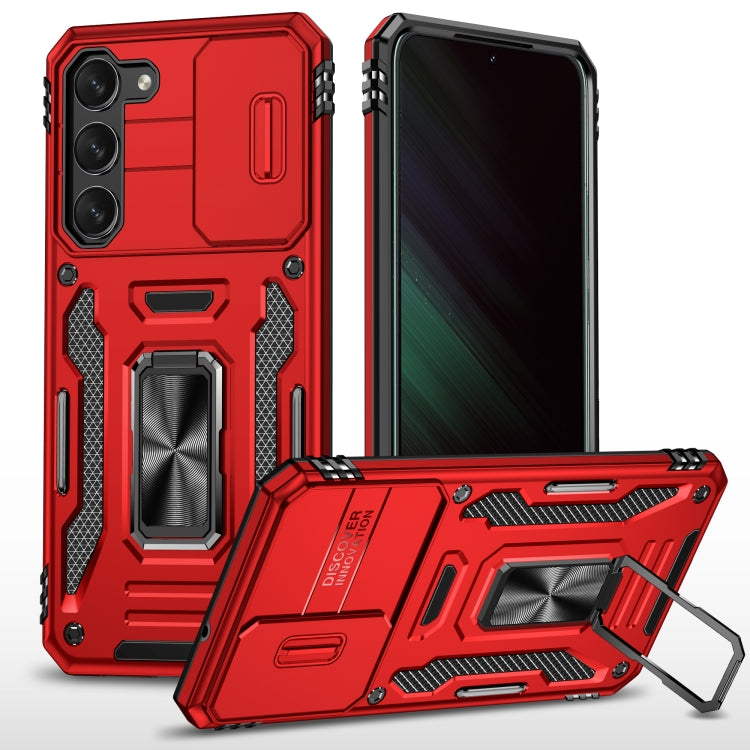 For Samsung Galaxy S24 5G Armor PC + TPU Camera Shield Phone Case(Red) - Galaxy S24 5G Cases by PMC TechLife | Online Shopping South Africa | PMC TechLife