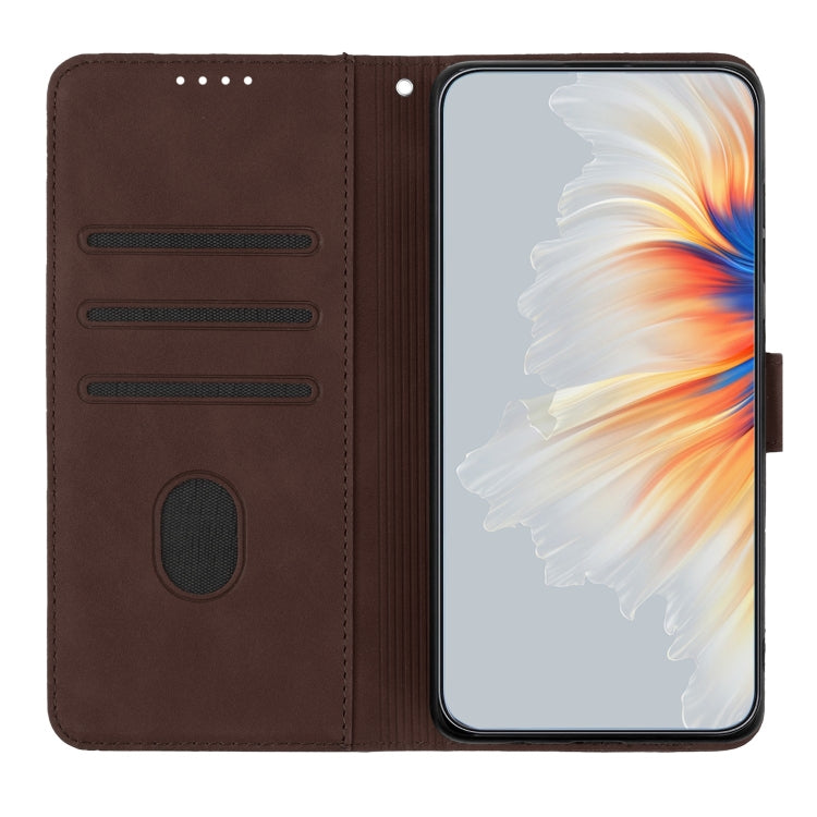For Huawei Pura 70 Heart Pattern Skin Feel Leather Phone Case(Brown) - free shipping - PMC Jewellery - Order now!