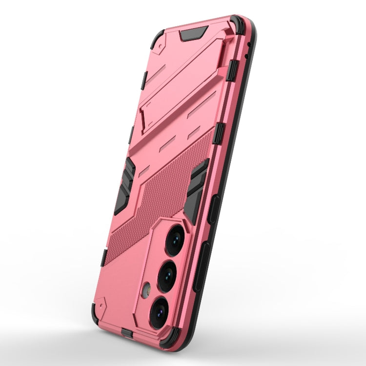 For Samsung Galaxy S24 5G Punk Armor 2 in 1 PC + TPU Shockproof Phone Case with Invisible Holder(Light Red) - Galaxy S24 5G Cases by PMC TechLife | Online Shopping South Africa | PMC TechLife