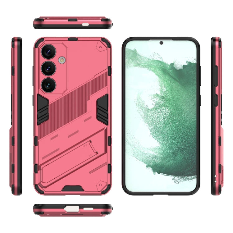 For Samsung Galaxy S24+ 5G Punk Armor 2 in 1 PC + TPU Shockproof Phone Case with Invisible Holder(Light Red) - Galaxy S24+ 5G Cases by PMC Jewellery | Online Shopping South Africa | PMC Jewellery