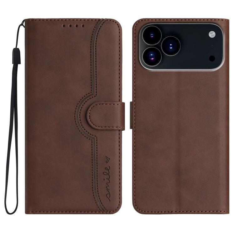 For iPhone 17 Pro Max Heart Pattern Skin Feel Leather Phone Case(Brown) - free shipping - PMc TechLife - Order now!