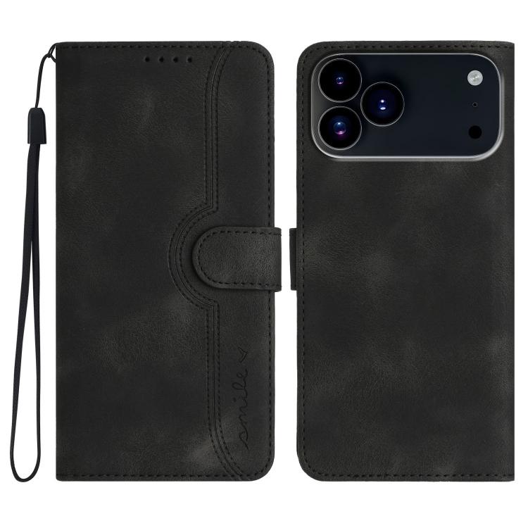 For iPhone 17 Pro Heart Pattern Skin Feel Leather Phone Case(Black) - free shipping - PMc TechLife - Order now!