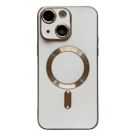 For iPhone 13 Magsafe Plating TPU Phone Case with Lens Film(White) - iPhone 13 Cases by PMC Jewellery | Online Shopping South Africa | PMC Jewellery