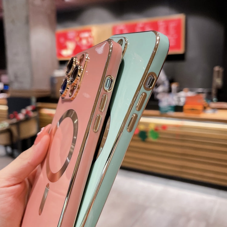 For iPhone 15 Magsafe Plating TPU Phone Case with Lens Film(Light Blue) - iPhone 15 Cases by PMC TechLife | Online Shopping South Africa | PMC TechLife