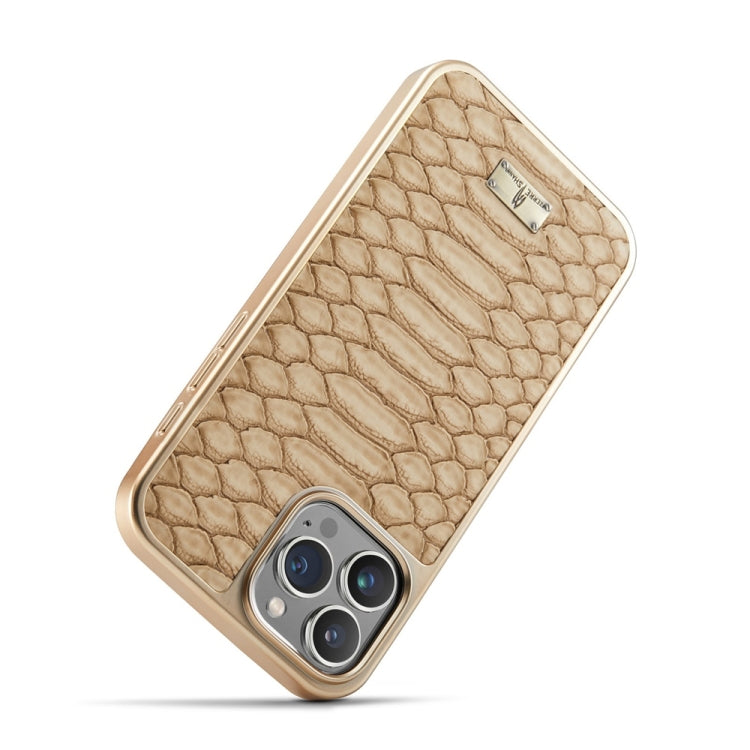 For iPhone 16 Pro Fierre Shann Python Texture Electroplating PU Phone Case(White) - free shipping - PMC Jewellery - Order now!
