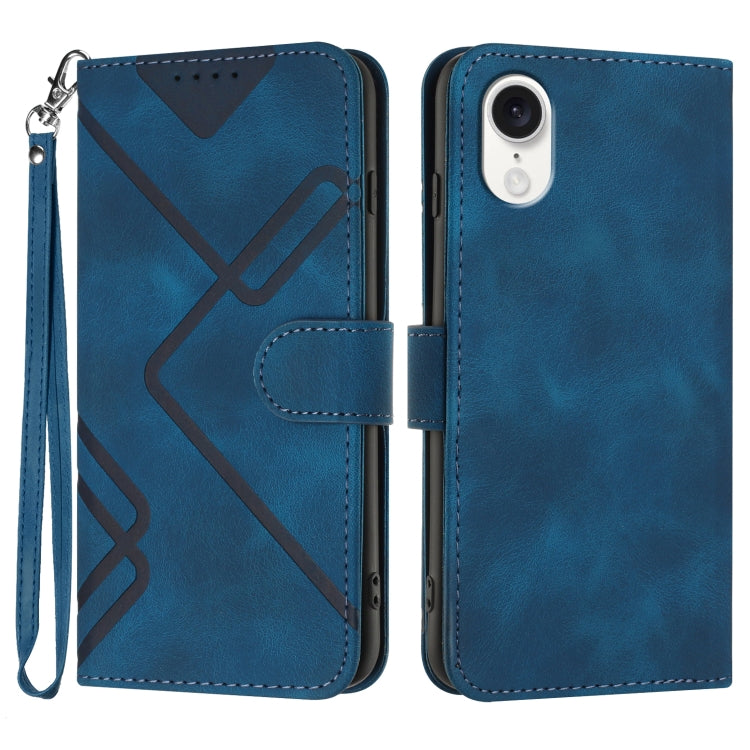 For iPhone SE 2024 Line Pattern Skin Feel Leather Phone Case(Royal Blue) - More iPhone Cases by PMC Jewellery | Online Shopping South Africa | PMC Jewellery | Buy Now Pay Later Mobicred