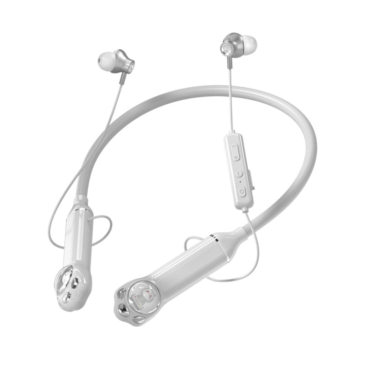 K1692 Meow Planet Neck-mounted Noise Reduction Sports Bluetooth Earphones(White) - Neck-mounted Earphone by PMC Jewellery | Online Shopping South Africa | PMC Jewellery | Buy Now Pay Later Mobicred