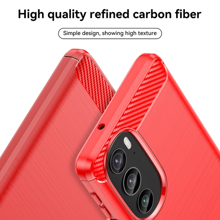 For Motorola Edge 30 Pro Brushed Texture Carbon Fiber TPU Phone Case(Red) - Motorola Cases by PMC TechLife | Online Shopping South Africa | PMC TechLife | Buy Now Pay Later Mobicred