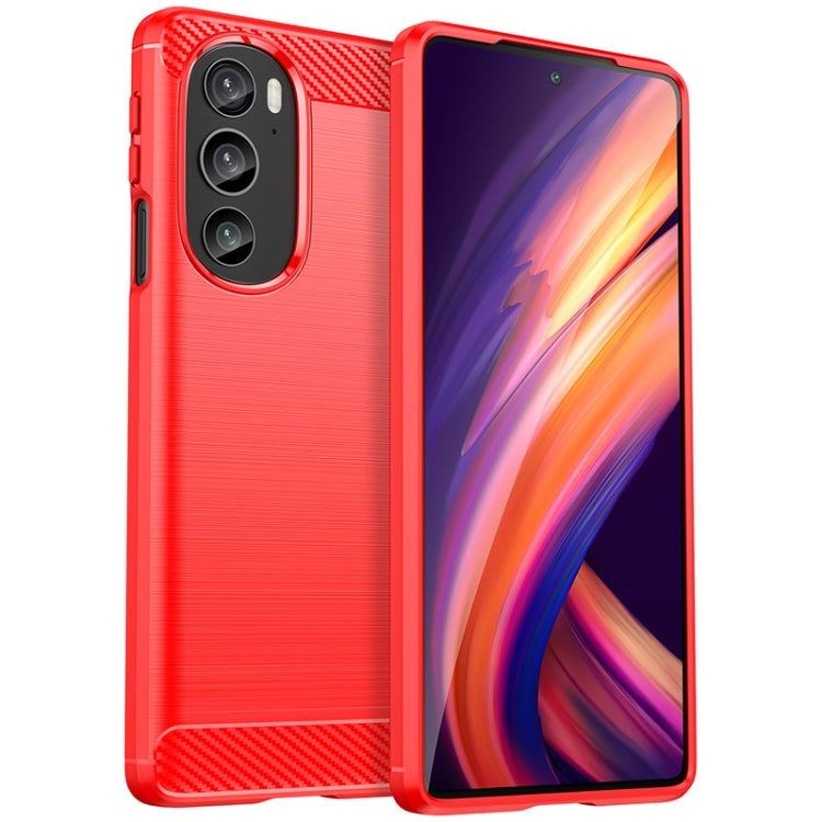 For Motorola Edge+ 2022 Brushed Texture Carbon Fiber TPU Phone Case(Red) - Motorola Cases by PMC TechLife | Online Shopping South Africa | PMC TechLife | Buy Now Pay Later Mobicred