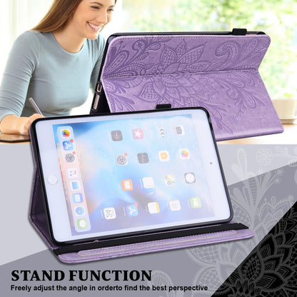 For Samsung Galaxy Tab S9 Lace Flower Embossing Pattern Leather Tablet Case(Purple) - Galaxy Tab S9 Cases by PMC Jewellery | Online Shopping South Africa | PMC Jewellery | Buy Now Pay Later Mobicred