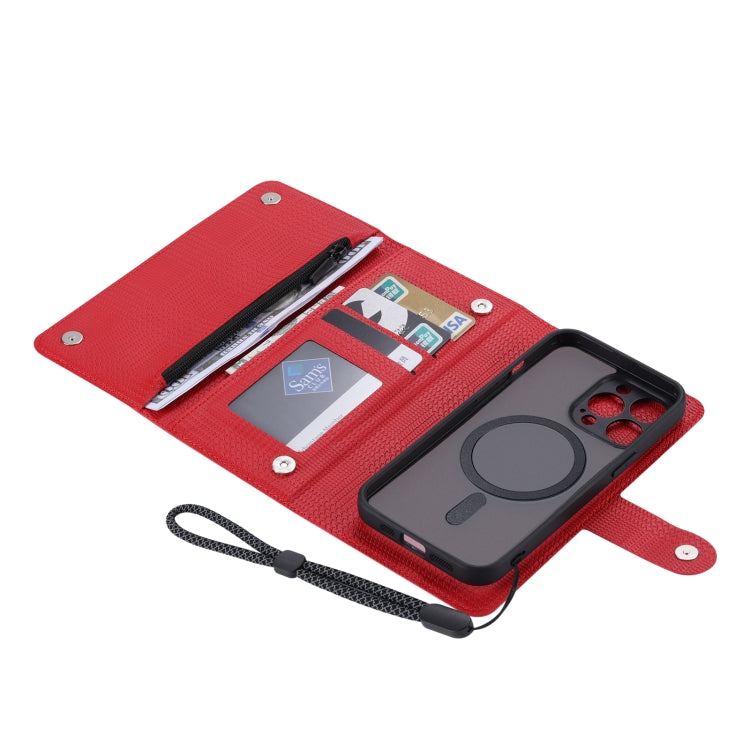 For iPhone 13 Pro Max ViLi GHB Series MagSafe Magnetic Zipper Leather Phone Case(Red) - iPhone 13 Pro Max Cases by ViLi | Online Shopping South Africa | PMC Jewellery | Buy Now Pay Later Mobicred