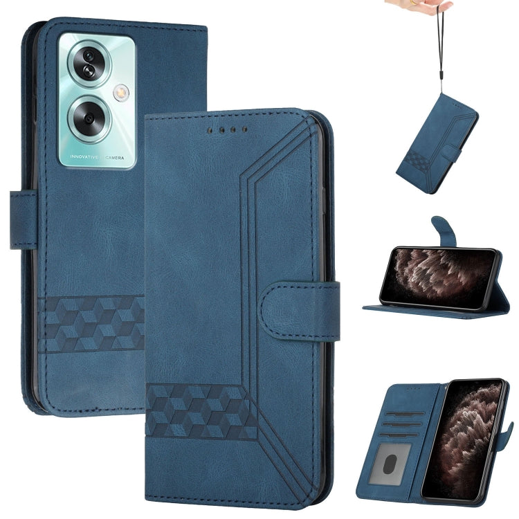 For OPPO A79 Cubic Skin Feel Flip Leather Phone Case(Blue) - free shipping - PMC TechLife - Order now!