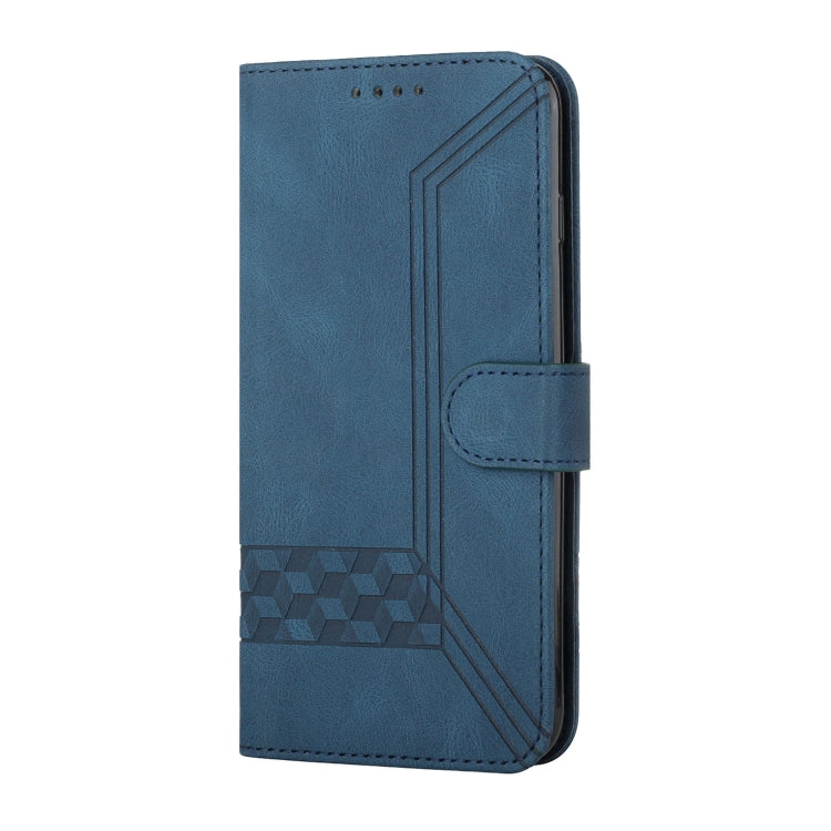 For Motorola Edge 40 Cubic Skin Feel Flip Leather Phone Case(Blue) - Motorola Cases by PMC TechLife | Online Shopping South Africa | PMC TechLife | Buy Now Pay Later Mobicred