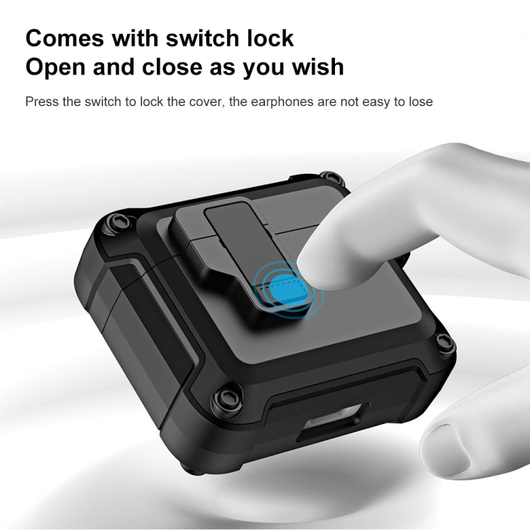 For AirPods 3 TPU + PC Wireless Bluetooth Earphone Protective Case with Switch Lock & Hook(Black) - For AirPods 3 by PMC Jewellery | Online Shopping South Africa | PMC Jewellery | Buy Now Pay Later Mobicred