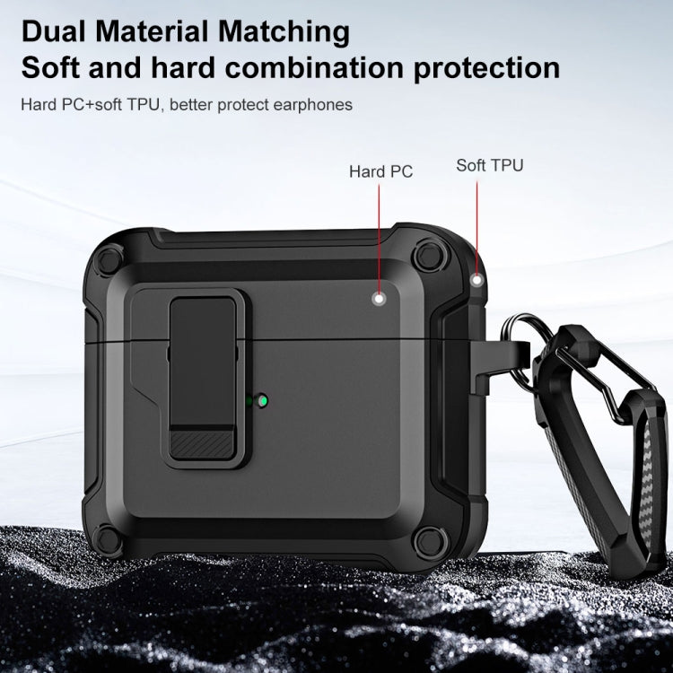 For AirPods 3 TPU + PC Wireless Bluetooth Earphone Protective Case with Switch Lock & Hook(Royal Blue) - For AirPods 3 by PMC Jewellery | Online Shopping South Africa | PMC Jewellery | Buy Now Pay Later Mobicred