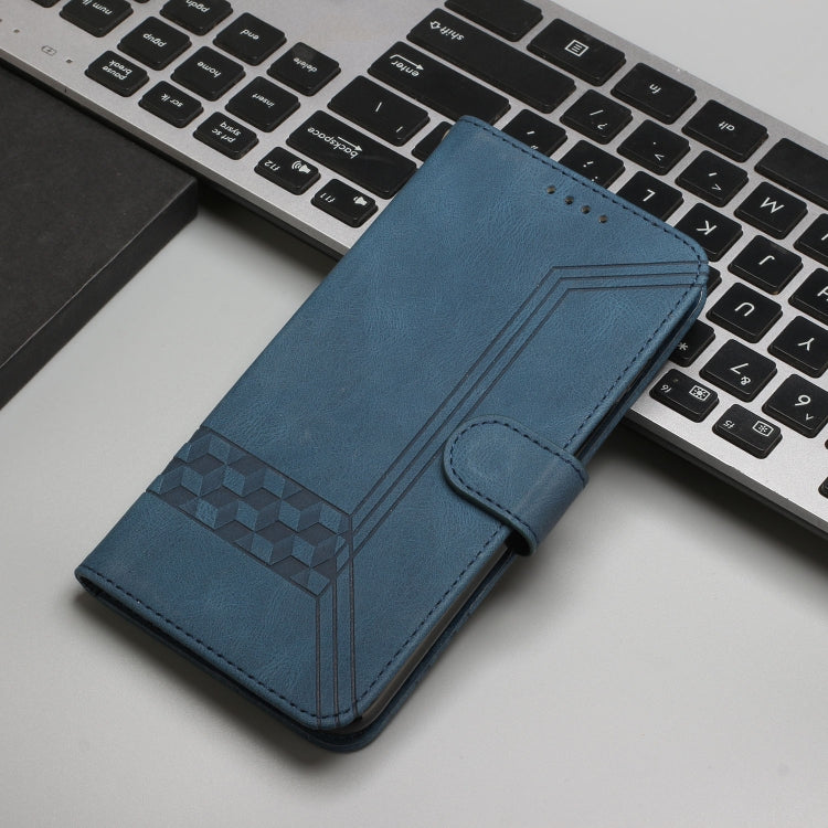 For iPhone 16 Pro Max Cubic Skin Feel Flip Leather Phone Case(Blue) - iPhone 16 Pro Max Cases by PMC TechLife | Online Shopping South Africa | PMC TechLife | Buy Now Pay Later Mobicred