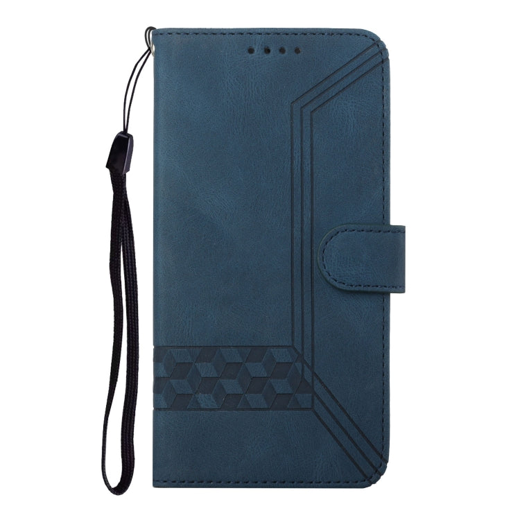 For iPhone 16 Pro Max Cubic Skin Feel Flip Leather Phone Case(Blue) - iPhone 16 Pro Max Cases by PMC TechLife | Online Shopping South Africa | PMC TechLife | Buy Now Pay Later Mobicred