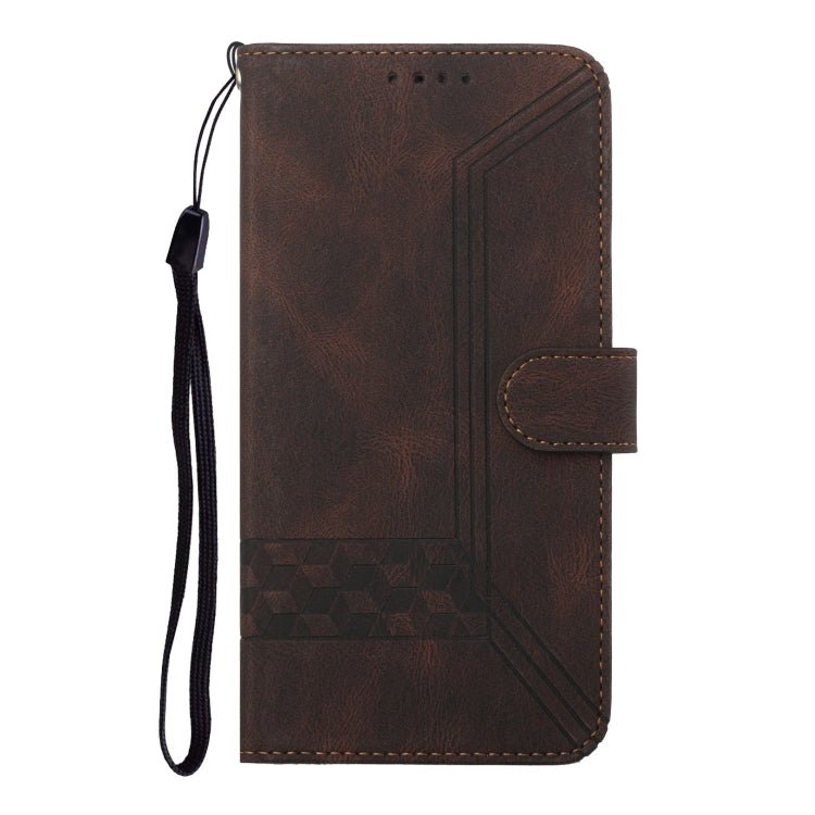 For iPhone 16 Cubic Skin Feel Flip Leather Phone Case(Brown) - iPhone 16 Cases by PMC TechLife | Online Shopping South Africa | PMC TechLife | Buy Now Pay Later Mobicred