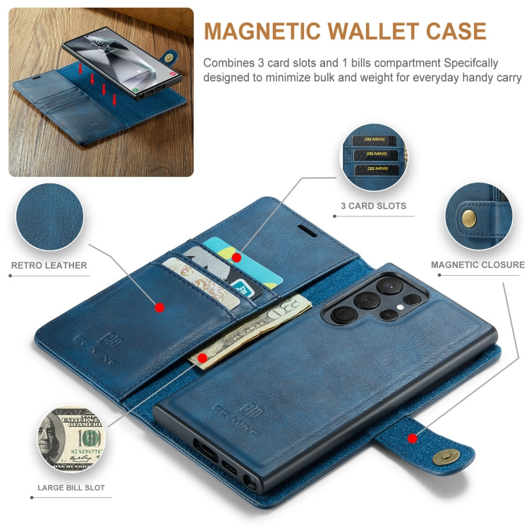 For Samsung Galaxy S24 Ultra 5G DG.MING Crazy Horse Texture Detachable Magnetic Leather Case(Blue) - Galaxy S24 Ultra 5G Cases by DG.MING | Online Shopping South Africa | PMC Jewellery | Buy Now Pay Later Mobicred