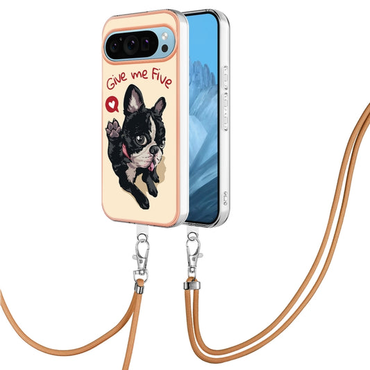 For Google Pixel 9 / 9 Pro Electroplating Dual-side IMD Phone Case with Lanyard(Lucky Dog) - Google Cases by PMC Jewellery | Online Shopping South Africa | PMC Jewellery | Buy Now Pay Later Mobicred